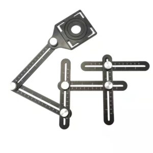 Black Multi-Angle Industrial Cutting Tool Six-Fold Aluminum Alloy Measuring Ruler Opening Locator Tile Measuring Tools 2 (1) Six-Fold Multi-Angle Measuring Ruler & Tile Hole Locator
