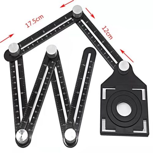 Black Multi-Angle Industrial Cutting Tool Six-Fold Aluminum Alloy Measuring Ruler Opening Locator Tile Measuring Tools 6 (1)