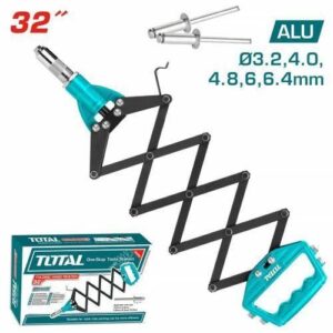 Total One-Stop Tools Station Folding Hand Riveter (THT32321) is a manual, accordion-style tool featuring a teal and black color scheme 1 (1) TOTAL THT32321 32-Inch Folding Hand Riveter