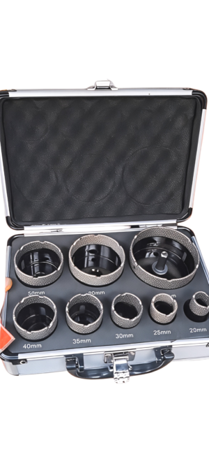 8-Piece Vacuum-Brazed Diamond Core Drill Bit Set
