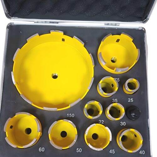 10-Piece Yellow Vacuum-Brazed Diamond Core Drill Bit Set