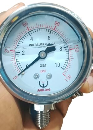 63mm Pressure Gauge – 0–10 Bar/PSI, 1/4" BSP
