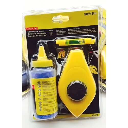 15M / 50FT Chalk Line Reel & Level Set with Blue Chalk