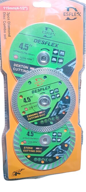 DESFLEX 3-Piece 4.5-Inch Diamond Cutting Disc Set – 115mm