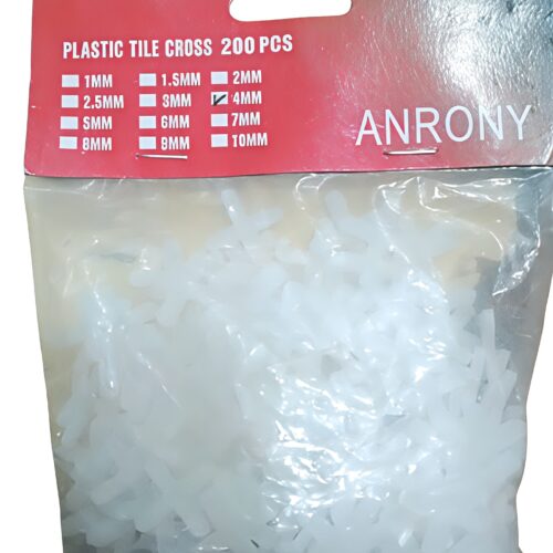 Anrony 4mm Plastic Tile Crosses – 200 Pieces