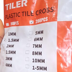 TILER 1.5mm Plastic Tile Cross Spacers – 200 Pieces