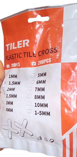 TILER 1.5mm Plastic Tile Cross Spacers – 200 Pieces
