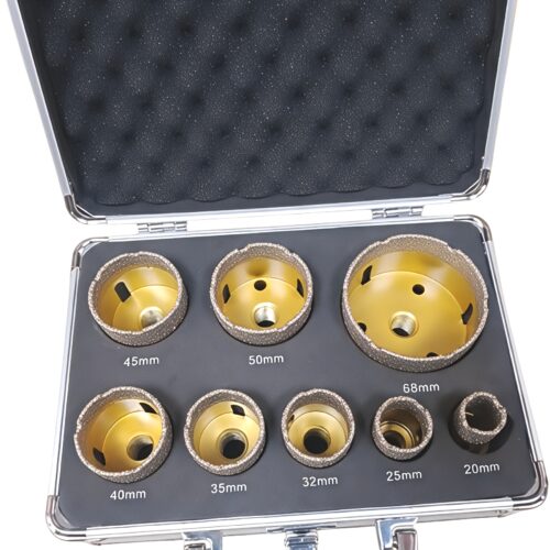 8-Piece Diamond Hole Saw Set – Vacuum-Brazed Diamond Core Drill Bits
