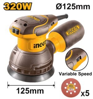 INGCO RS3216 320W Random Orbit Rotary Sander – 125mm Variable Speed