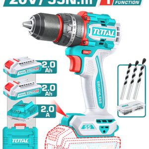 TOTAL TIDLI20558 Compact Brushless Cordless Impact Drill – 20V P20S Industrial Series