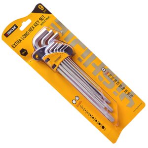Yishijie 9-Piece Extra-Long Hex Key Set – Chrome Vanadium Steel Allen Wrenches