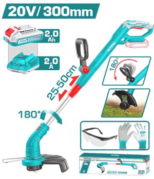 TOTAL TGTLI20301 20V Cordless Grass Trimmer – 300mm Cutting Diameter TOTAL TGTLI20301 20V Cordless Grass Trimmer – 300mm Cutting Diameter