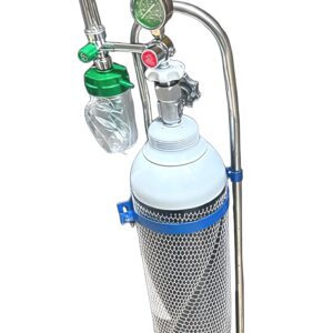 Medical Oxygen Cylinder Set with Pressure Gauge, Humidifier Bottle and Mobile Trolley