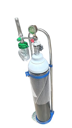Medical Oxygen Cylinder Set with Pressure Gauge, Humidifier Bottle and Mobile Trolley